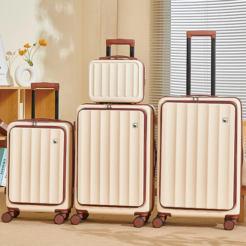 Conjunto de bagagem multifuncional de abertura lateral com mala de carrinho extensível Mala de grande capacidade de 26 polegadas e bagagem de cabine de 20 polegadas