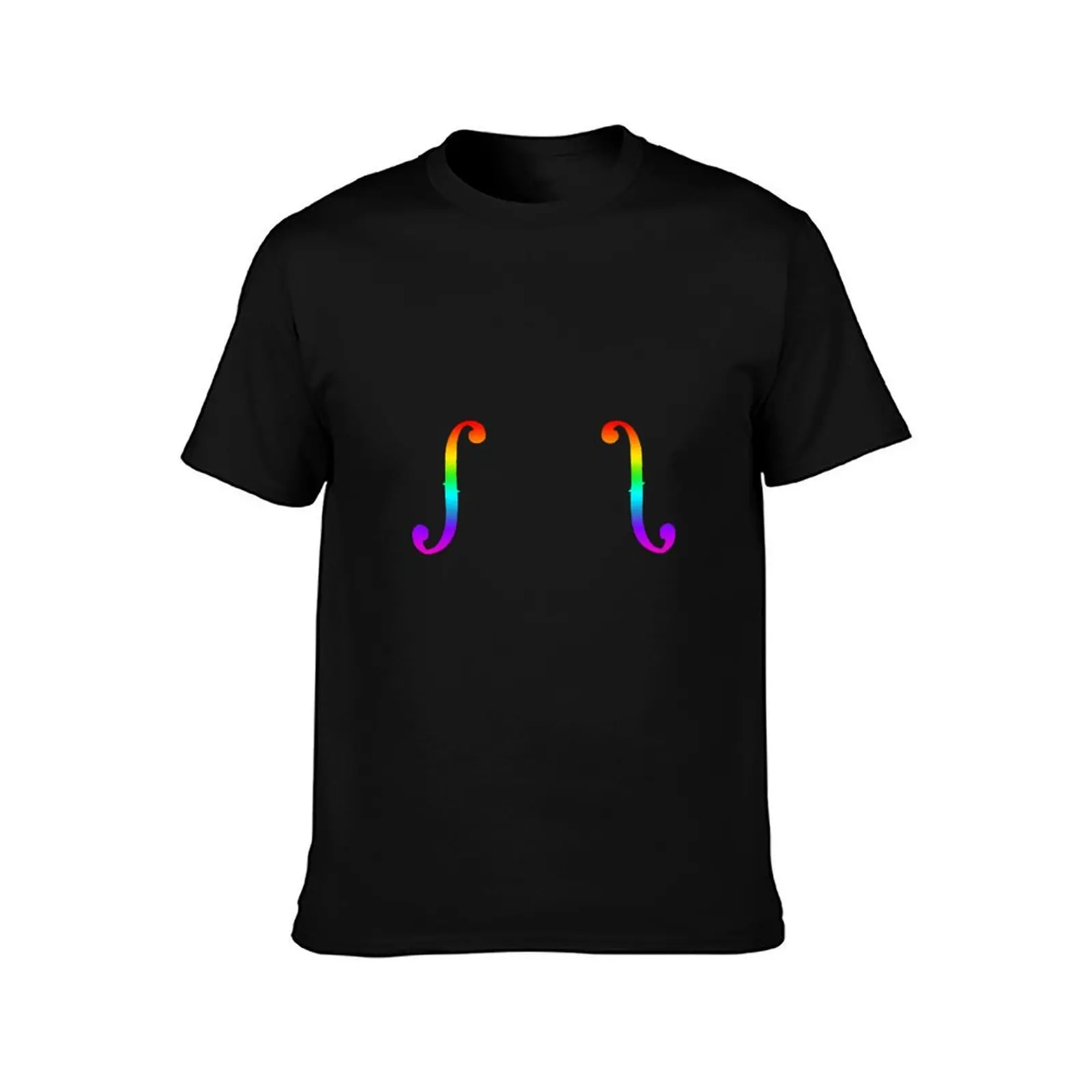 Rainbow F Holes Violin Viola Cello Bass T-Shirt Classic Print Short Sleeve Shirt T-Shirt