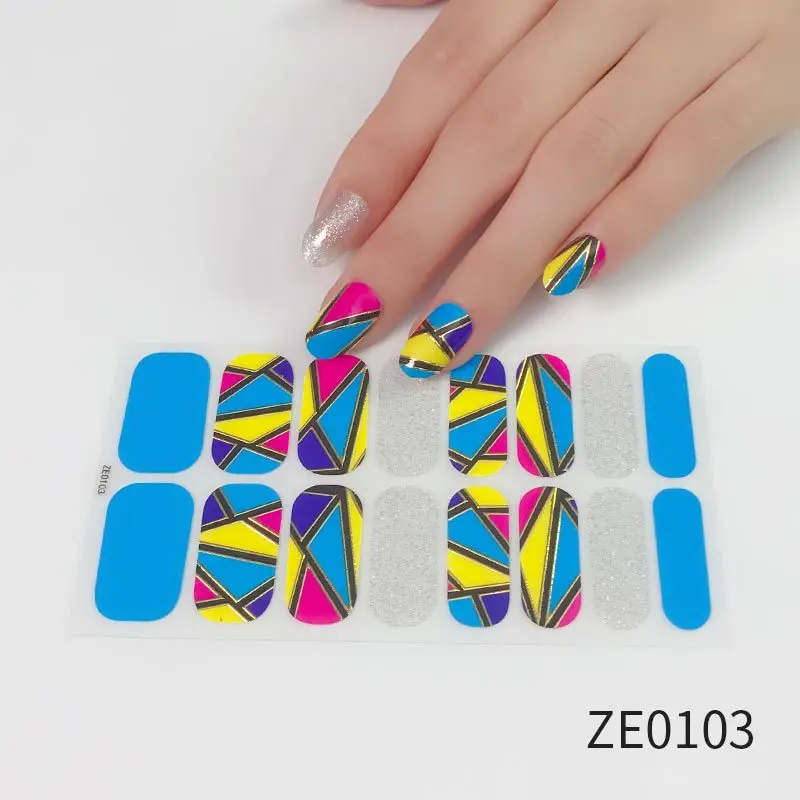 

MEBIS Nail Stickers ZE16 Refers To European And American Style Nail Stickers Full Stickers Large Color Blocks Smudged Plaid Star