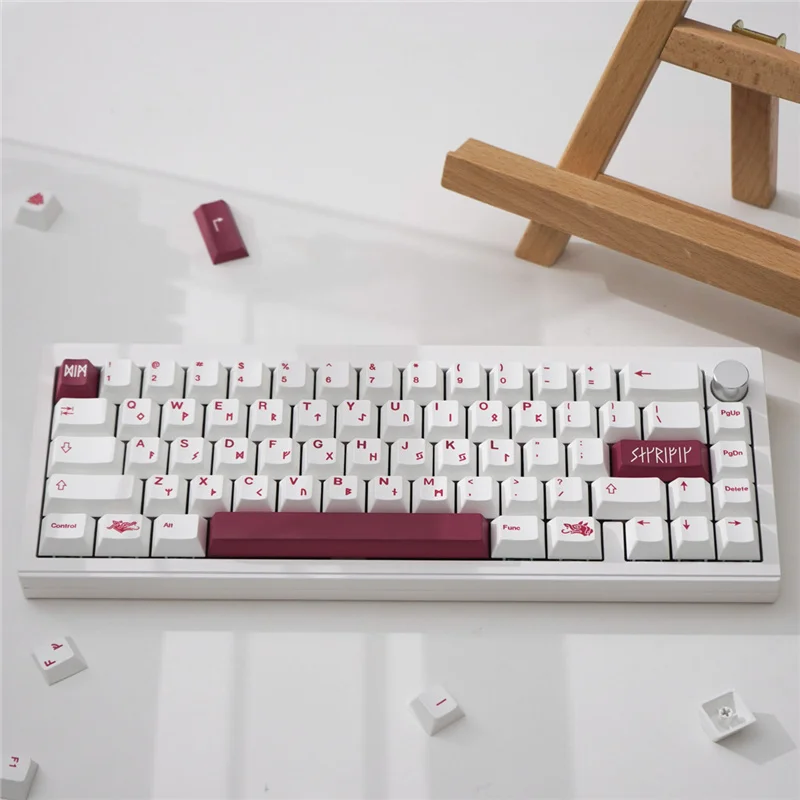 White GMK Blot Cherry Profile Dye Sublimation 142 Keys Keycaps 5-side PBT Material Keycap For MX Switch Mechanical Keyboard