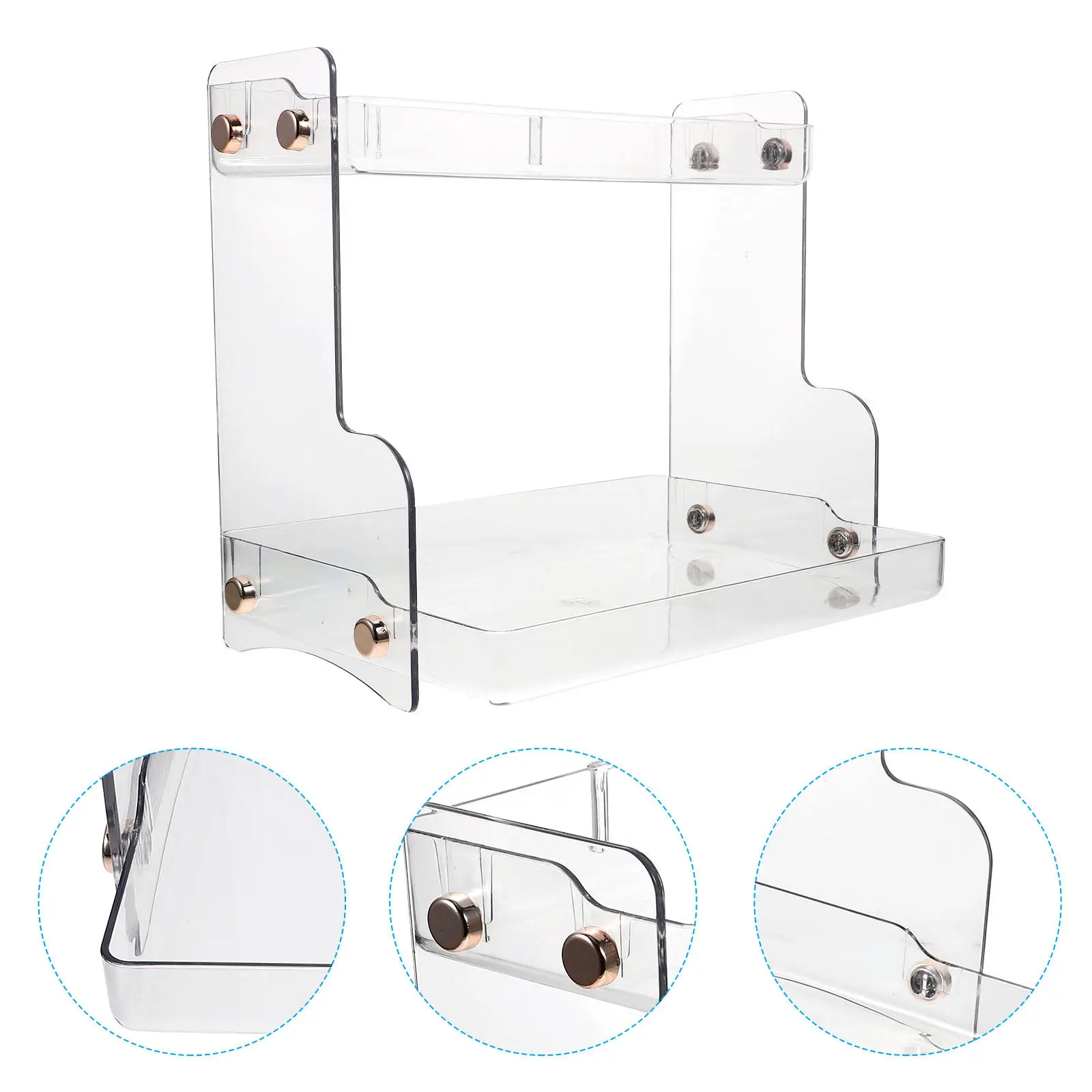 

Double Layer Bathroom Organizer Countertop Vanity Shelf Makeup Storage Perfume Rack Organizer Transparent Design
