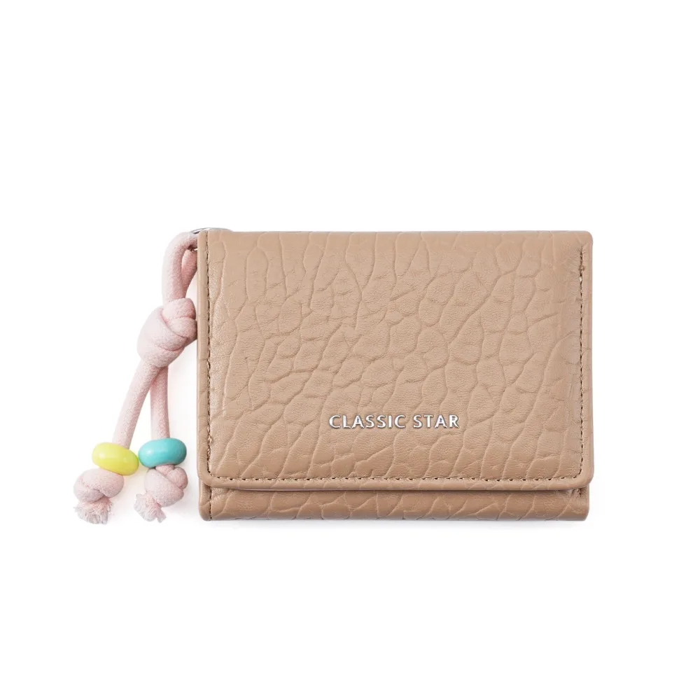 

Lovely Sweet Cute Tri-Fold Purses Portable Multiple Card Slot Folding Card Holder Bead Chain Money Bag Coin Purse Daily