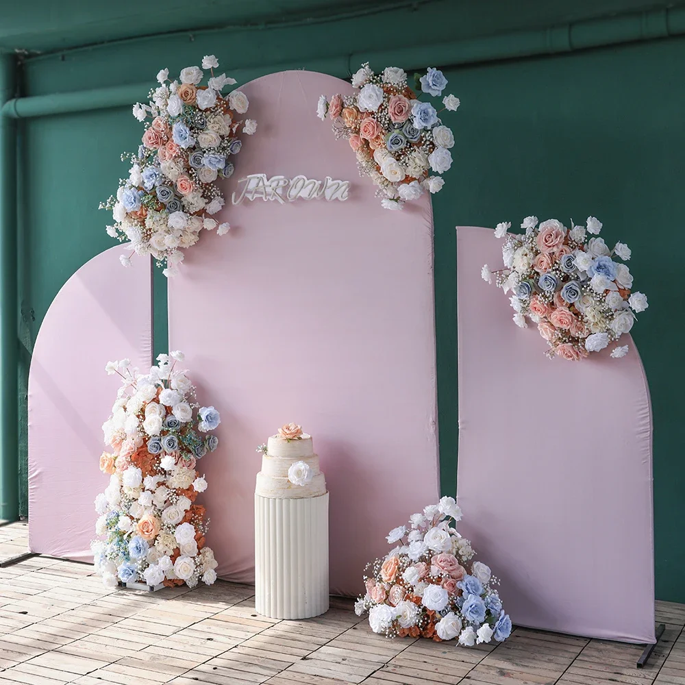 Party Event Flower Arrangements White Blue Pink Series Rose Baby's Breath Floral Runner for Wedding Backdrop Decorations