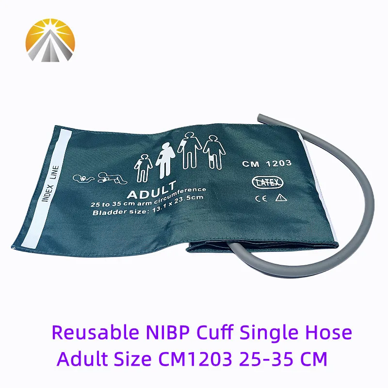 Normal Type Green CM1203 Adult Use 25-35 CM Reusable NIBP Cuff Medical Grade Single Hose For Adult Size Patient Pressure Monitor