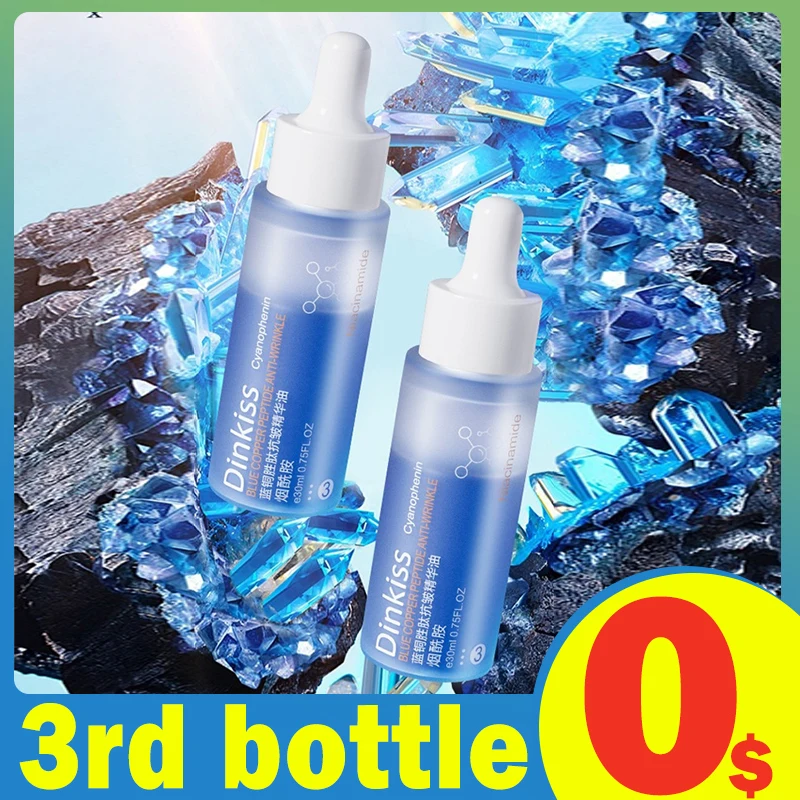 Blue Copper Peptide Facial Serum Repair Improve Stay Up Late Beauty Health Hydrating Moisturizing Tender Skin Care Essence Oil