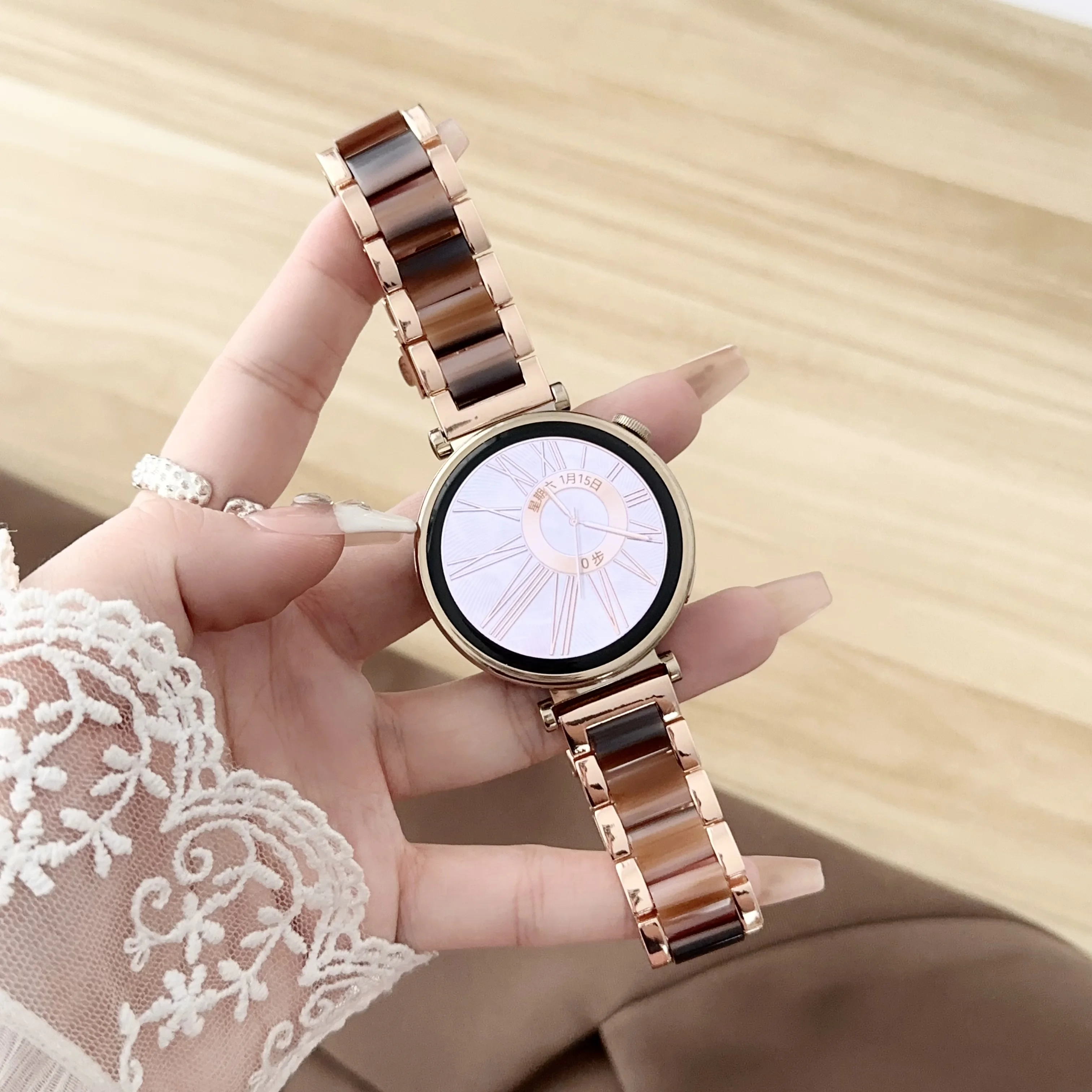 18mm 20mm 22mm Women Resin Band For Huawei Watch GT4 41mm Luxury Strap Correa For Samsung Watch 7 40 44mm Classic Girls Bracelet