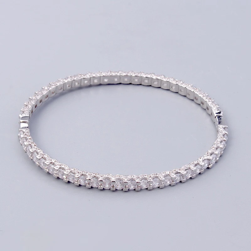 Hot Brand Fashion Classic Brand Bangle Luxury Silver Color Polishing Beads Bracelet With Stone Women Wedding Party Jewelry