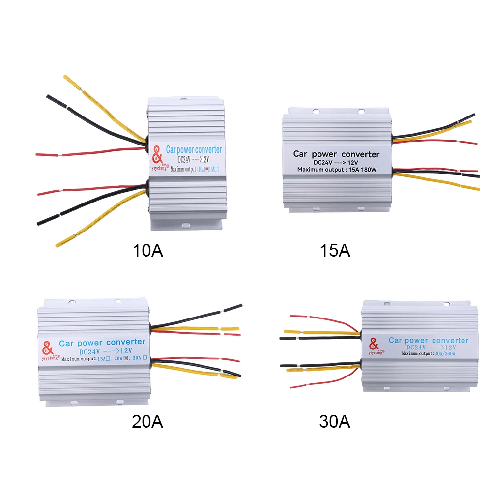 Car Power Supply Step-Down Transformer 24V to 12V Converter 10A 15A 20A 30A Output with Memory Power High to Low Inverter