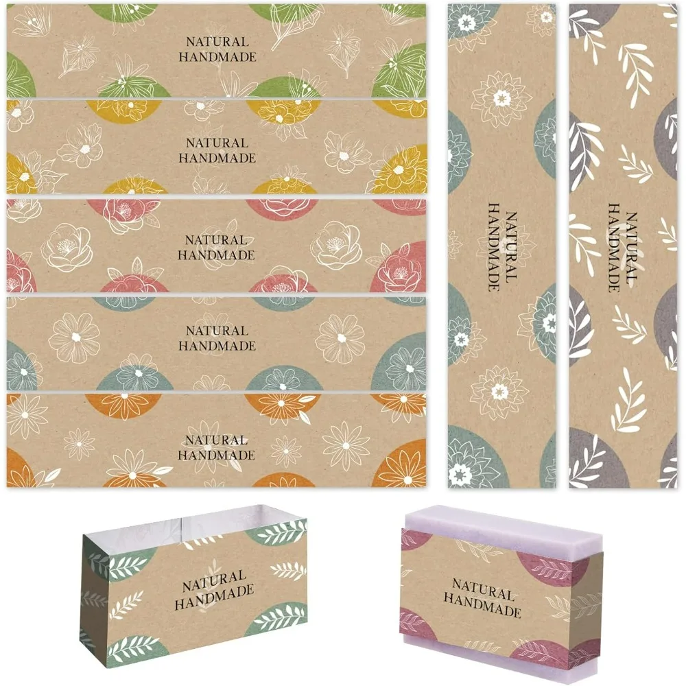 Band-Etikett, Blumen-Papieretikett, Verpackungsärmel, Abdeckungen, vertikale Etiketten für handgefertigte Seife, Lotion, Bars, Bad, Geschenkverpackung, 21,6 x 21,9 cm
