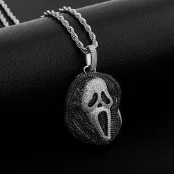 New Fashion High Quality Iced Skull Pendant Necklace With Tennis Chain Cubic Zirconia Hip Hop Gift For Men