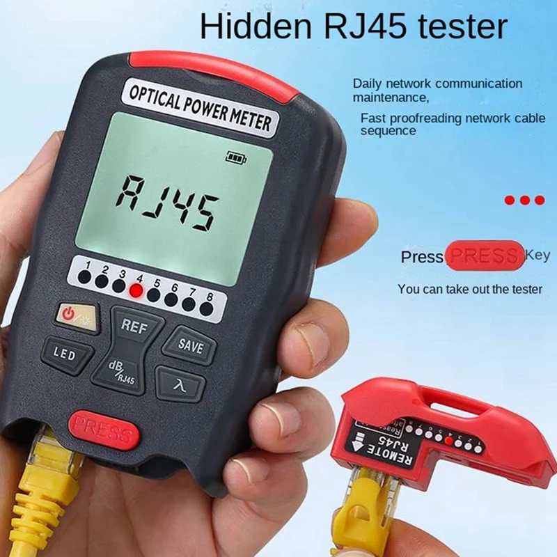 3-in-1 Professional Accurate Optical Power Meter Fiber Visual Fault Locator 10 Wavelengths RJ45 Network Tester with LED Light