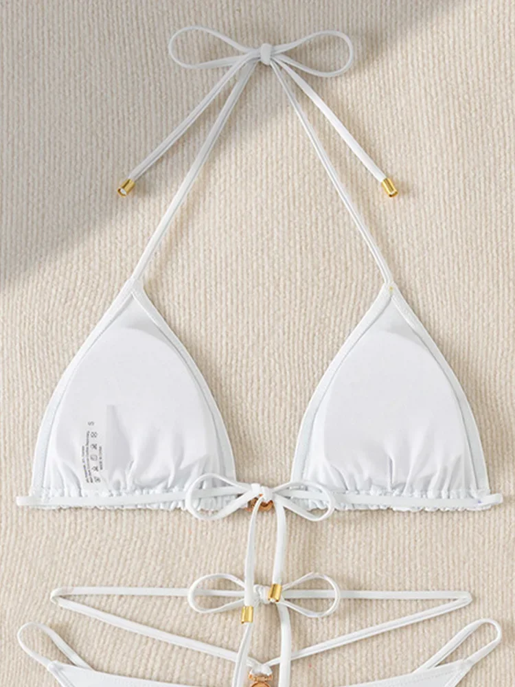 Сексуальные однотонные бикини со шнуровкой, комплект из 2 предметов, женский разделенный купальник с высокой талией, пляжный стиль, бикини, новинка 2025, летний купальник, комплект бикини