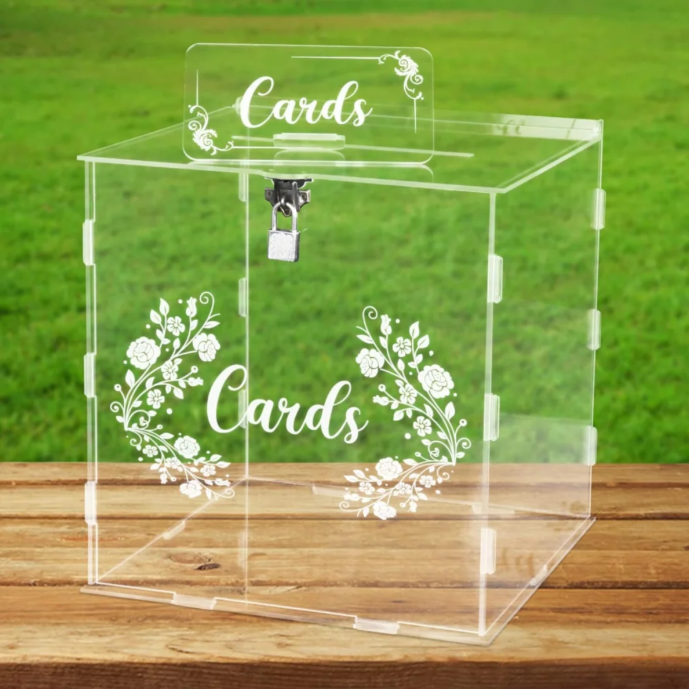 Boîte à cartes de mariage en acrylique, cadeau de réception de mariage, enveloppe de mariage
