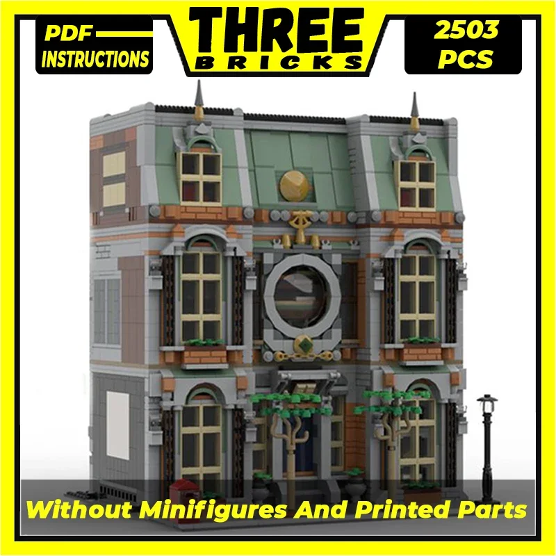 Technical Moc Bricks Street View Model Downtown Library Modular Building Blocks Gifts Toys For Children DIY Sets Assembling