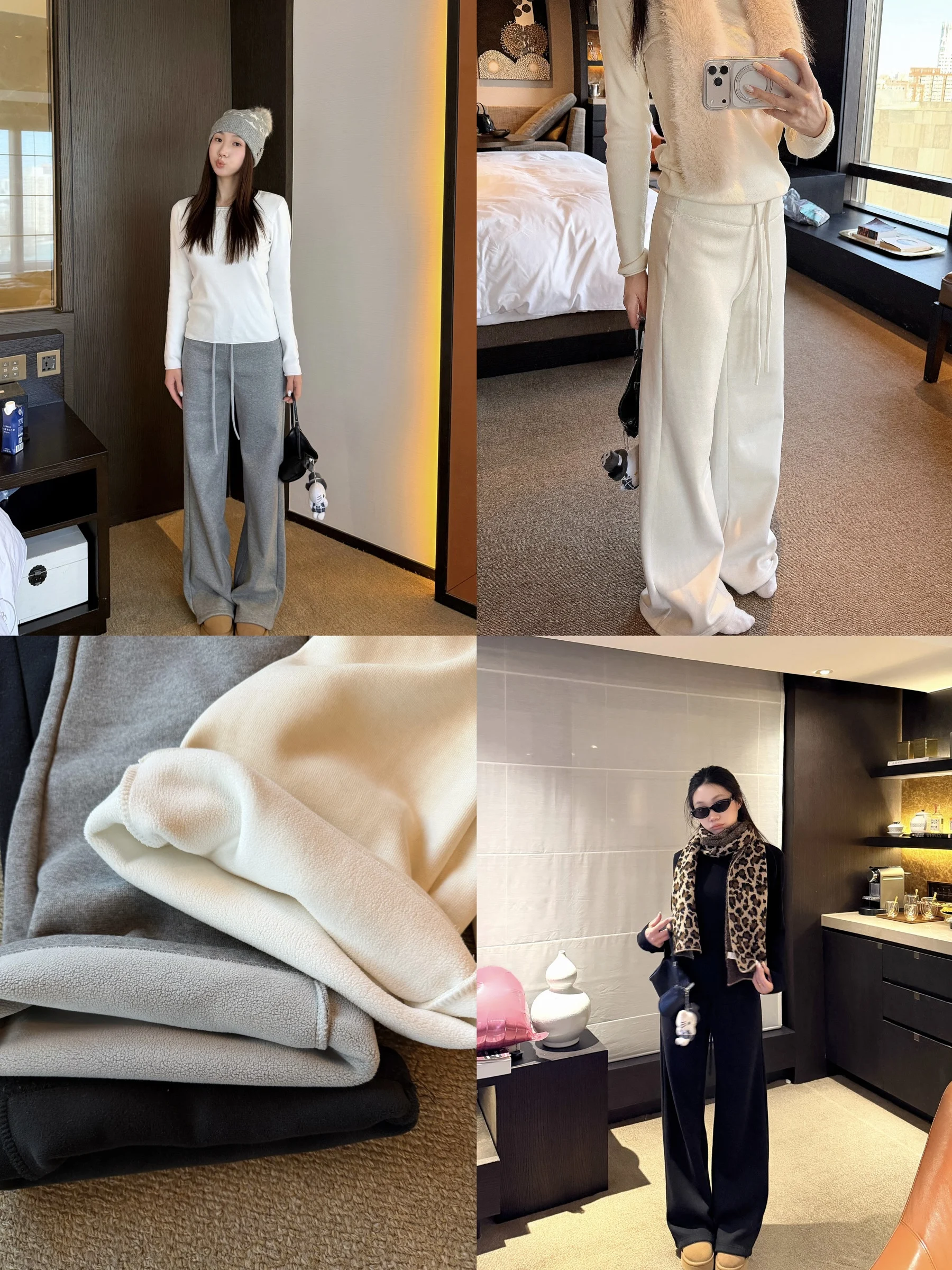 

Cassie Winter Sport Pants Women's High Waist Dstring Fce Lined Straight Leg Wide Leg Casual Sports Trousers