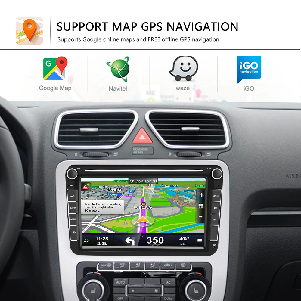 Factory 8 Inch 2 Din Audio RDS Android 10.0 2+32G Car MP5 Multimedia GPS Radio Auto Stereo For VW And Skoda Dashboard