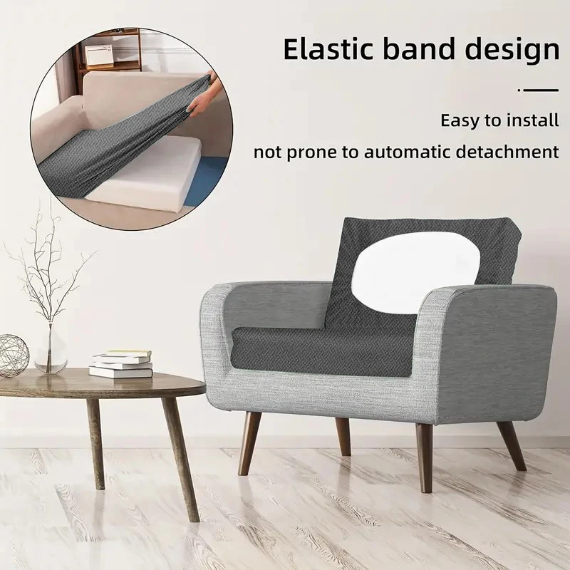 Bild 7: Jacquard-Terrassen-Sofabezüge, elastischer, rutschfester Sofa-Schonbezug, einfarbig, für den Außenbereich, Garten, Sofa, Sitzbezug