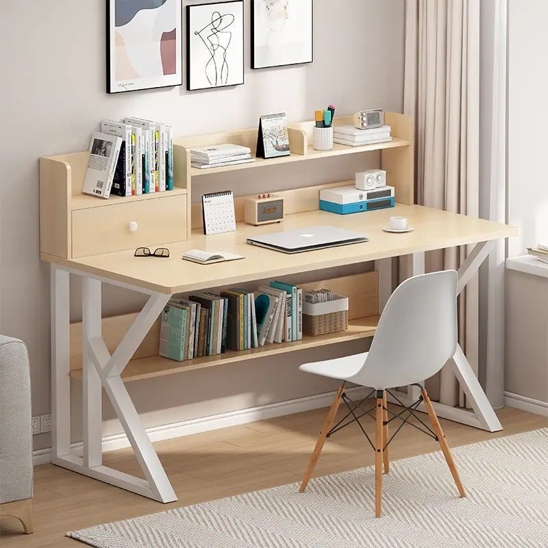 Bookshelf integrated table home computer desktop bedroom student study table chair set simple