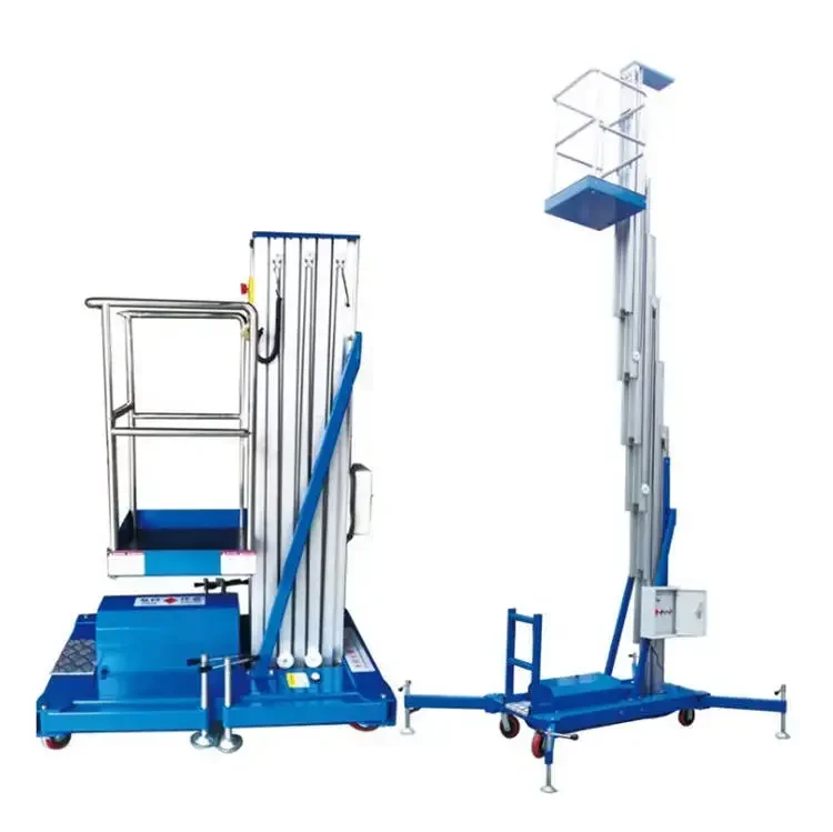 CE Approved 4m 6m 8m 10m 12m 14m Moveable Mast Ladder Lift Hydraulic Column Aluminum Alloy Electric One Man Platform with Wheel