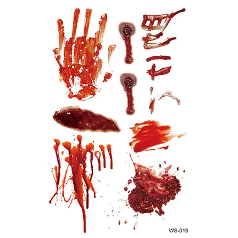 Horror Realistic Fake Bloody Wound Stitch Scar Waterproof Temporary Tattoo Sticker Halloween DIY Masquerade Prank Makeup Props