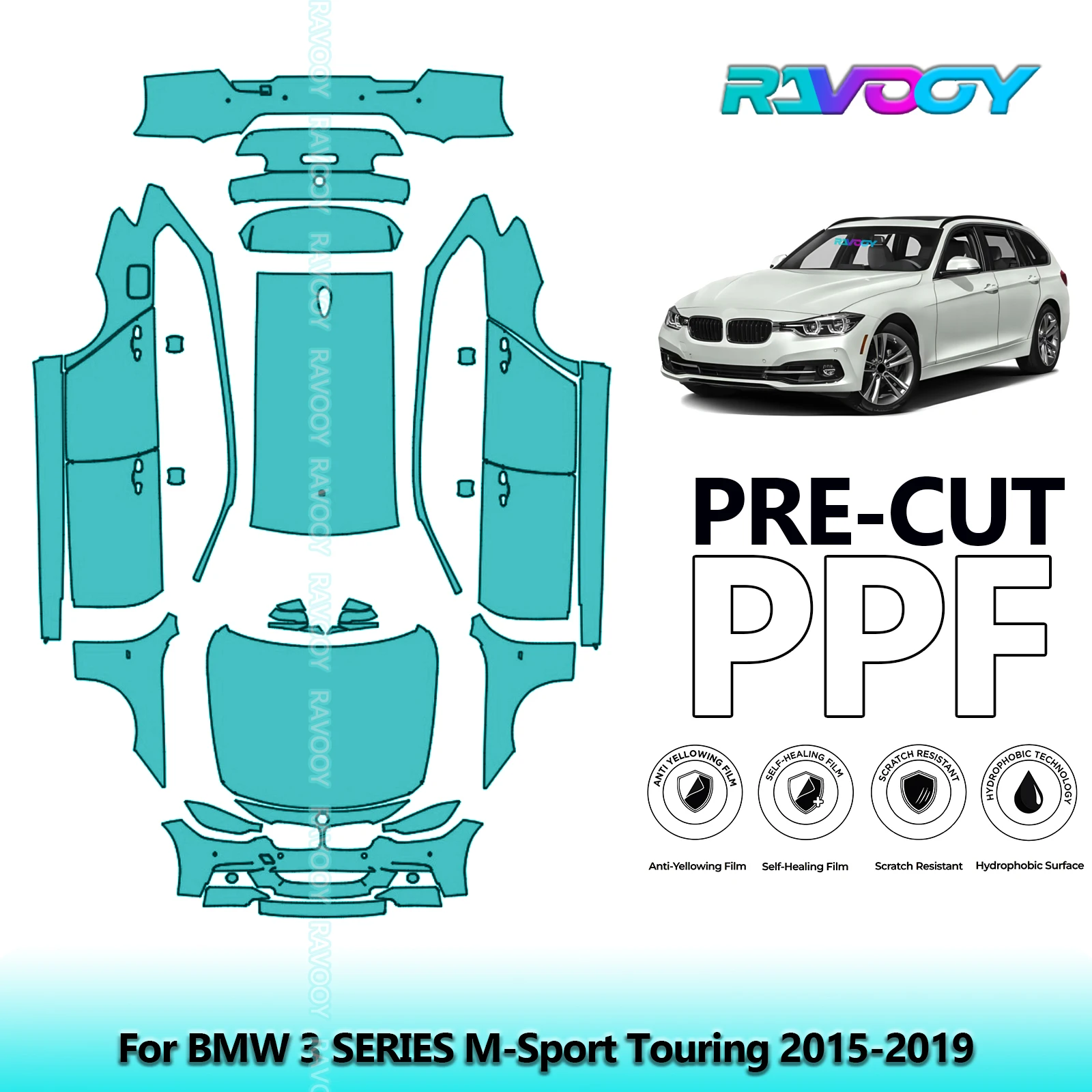 

Предварительно вырезанная защитная пленка PPF для автомобиля BMW 3 SERIES M-Sport Touring 2015-2019 гг.