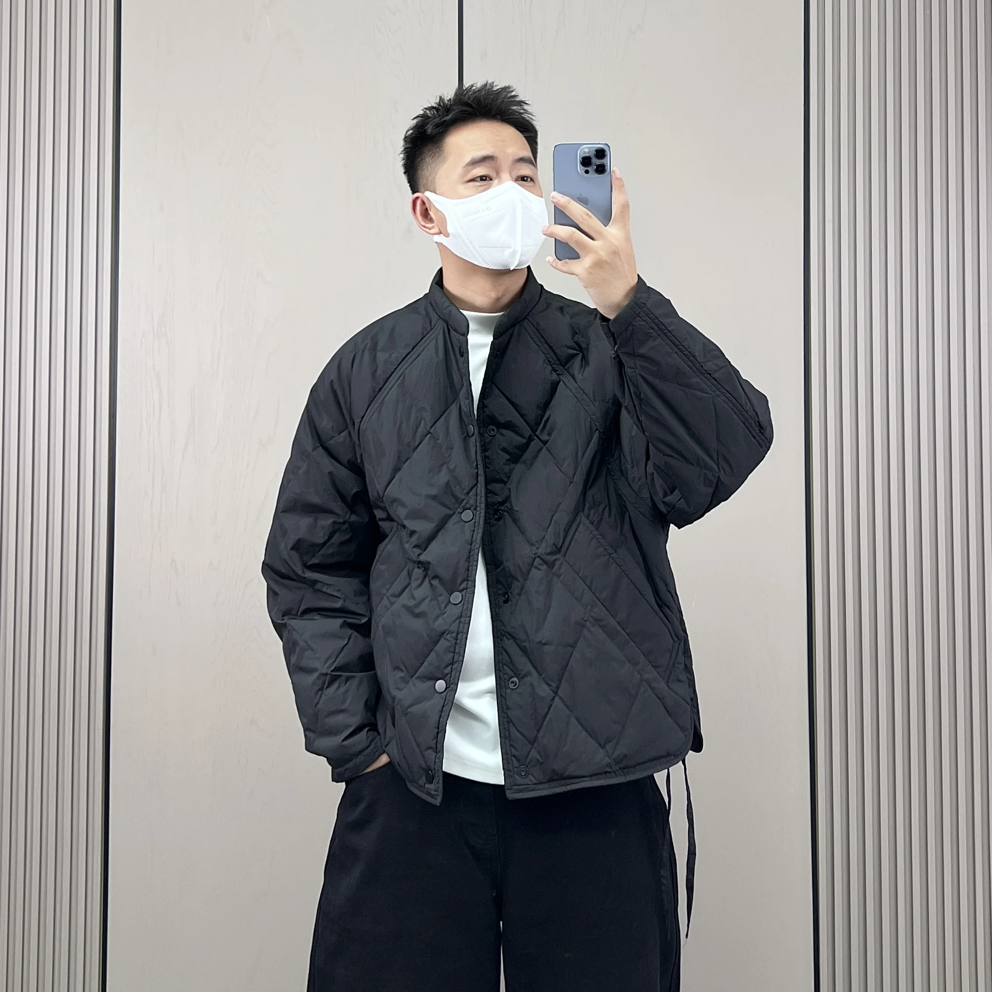 

High Quality Retro Japanese Style Men's down Jacket Lightweight Diamond Pattern Loose Fit Casual Warm Outerwear for Winter