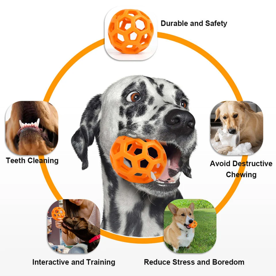 Juguete masticable de goma Natural para perros y gatos, bola de seguridad geométrica con campana, pelota interactiva para mascotas, entrenamiento de