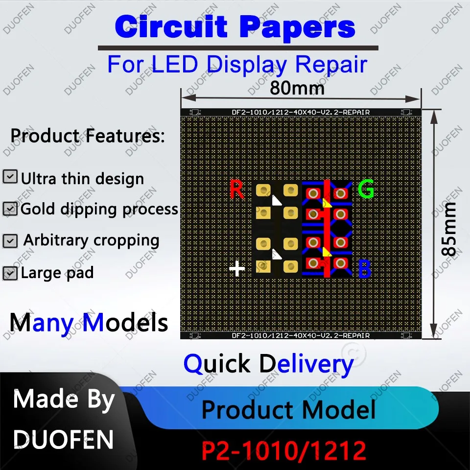 P2 Série Circuit Papier LED Module PCB De Réparation P2-1010/1515 80X80mm Papier Réparer PCB Pendant L'installation