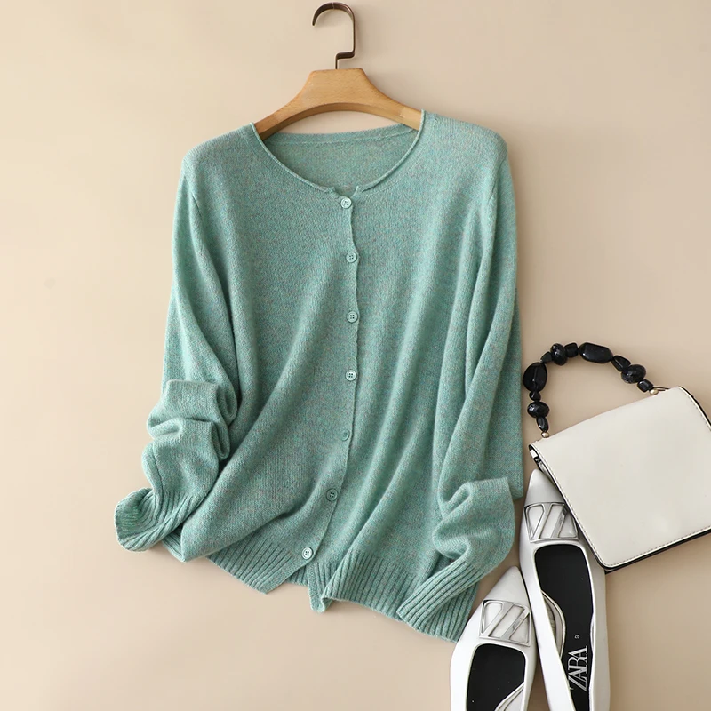 luxury new arrival 100% cashmere cardigan crewneck