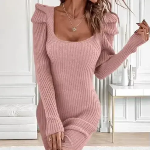 

Dresses for Women Commuting 2025 New Autumn & Winter New Fashion Women's Dress Solid Color Elegant Temperament Wrap Dresses
