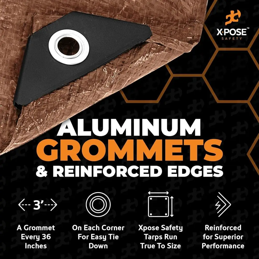 قماش بولي بني مقاس 20 × 30 بوصة - شديد التحمل، مقاوم للماء، مقاوم للطقس، بسمك 5 مل