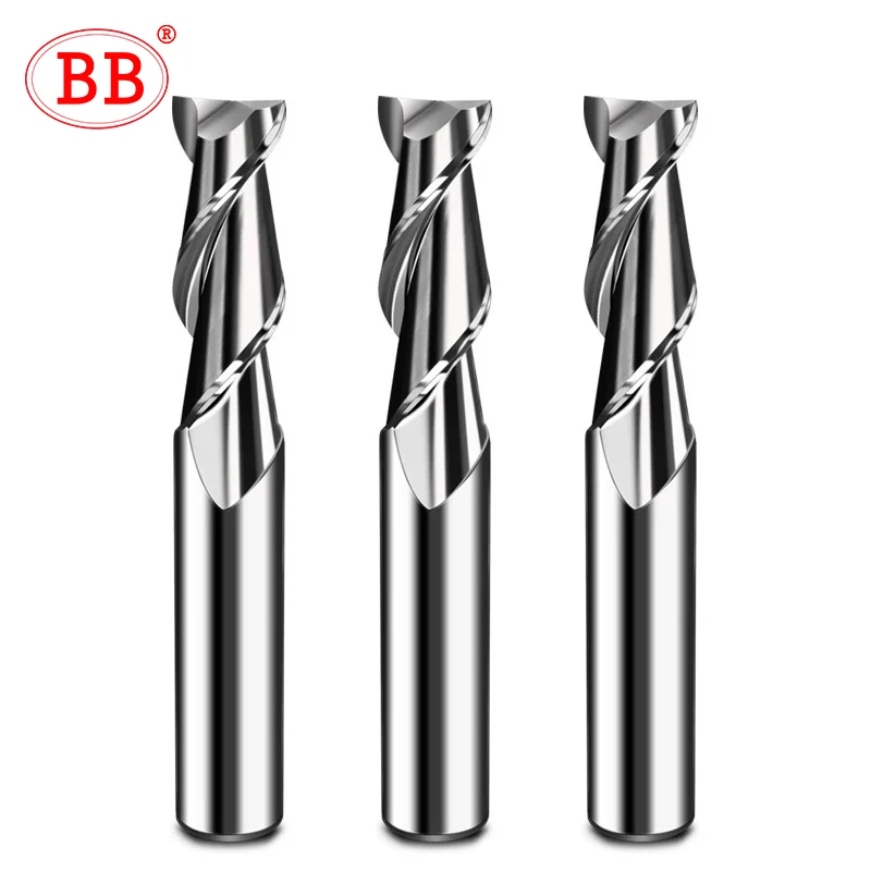 BB End Mill 2 Flutes CNC Machining Engraving Cutter Carbide Tool Spiral Router Bit Cutting Wood Aluminum Copper 0.1mm-20mm