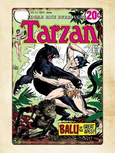 из комиксов «Яблоя» Balu the Greate Apes металлическая жестяная вывеска металлическая мужская пещера-Алюминий