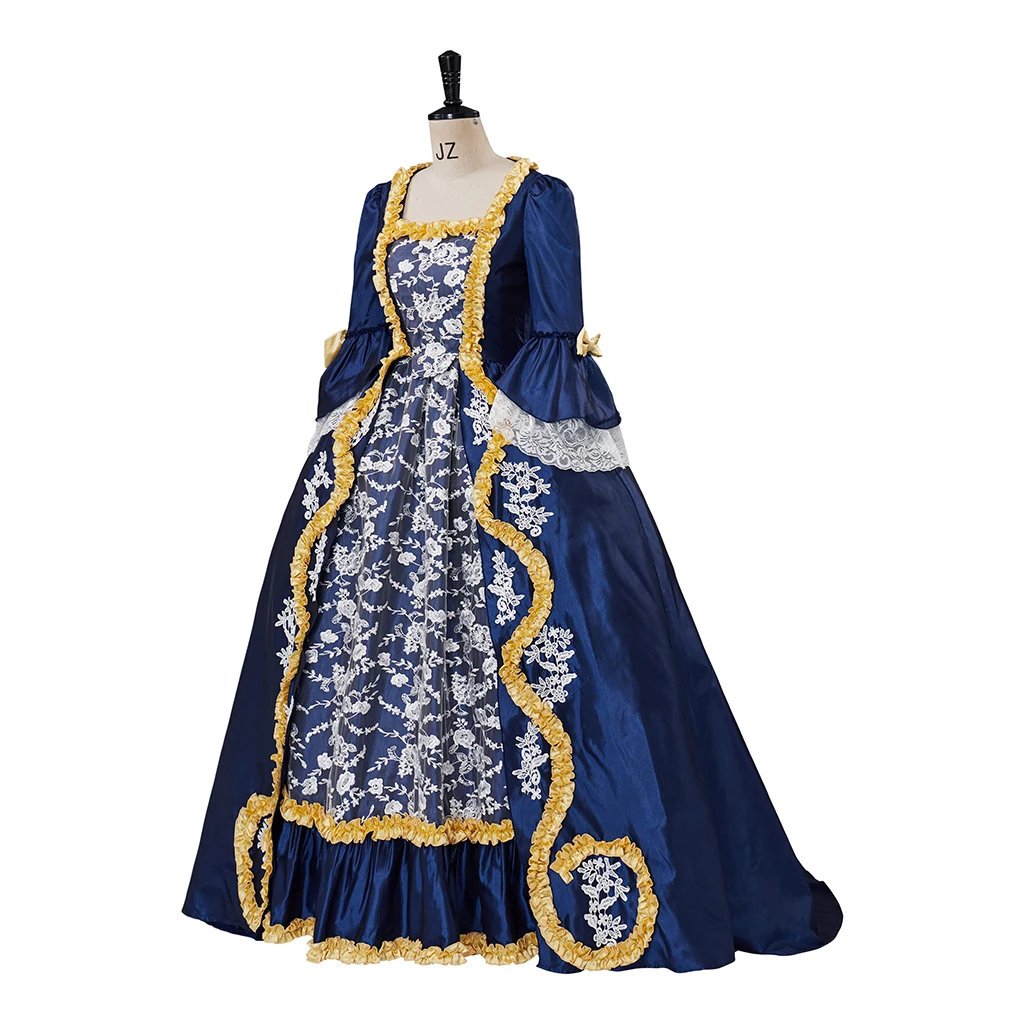 Blue Robe A La Francaise 18th Century Victorian Baroque Rococo Ball Gown Royal Queen Marie Antoinette Costume Georgian Dress