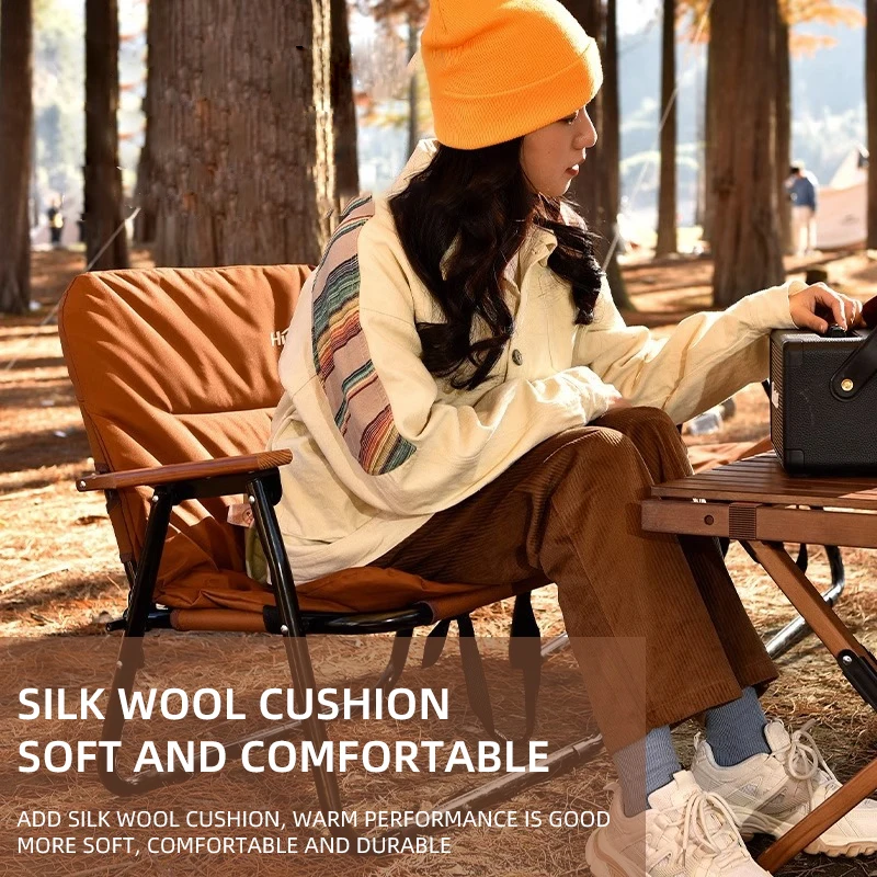 Camping Chair Portable Folding Kermit Chair Wool Cushion Travel Wood Chair Outdoor Picnic Relax Fishing Chair Sofa Cushion