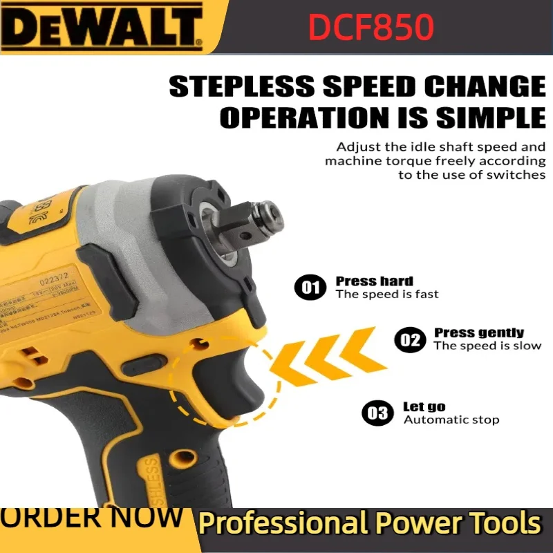 Original Dewalt DCF850 Rechargeable Cordless 20V Cordless Impact Wrench, Lithium Electric Battery, Power Tools,  Large Torque