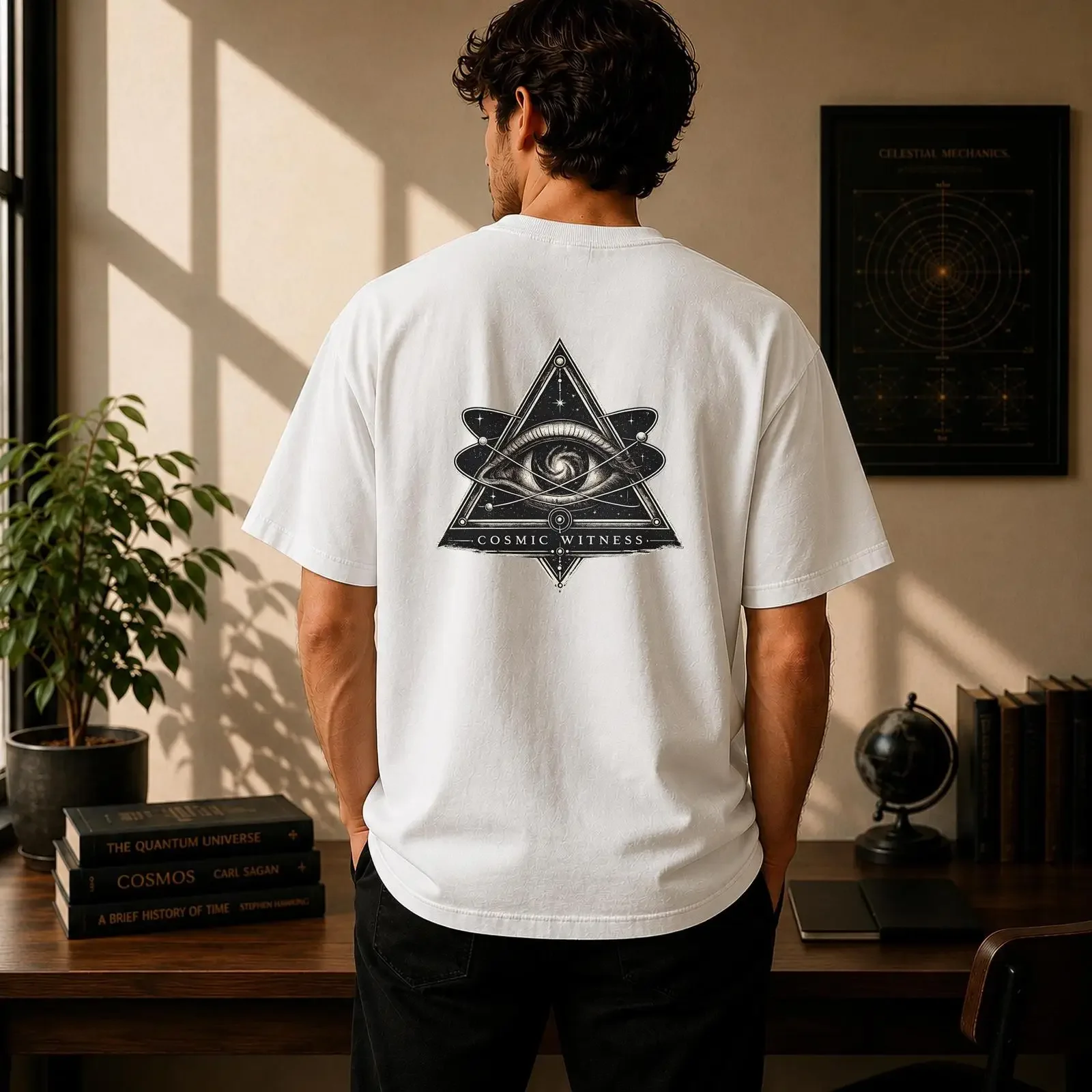 T-shirt Cosmic Witness All Seeing Eye Occult Space vintage délavé, vêtements de créateur décontractés, polyvalents, respirants, graphiques, doux
