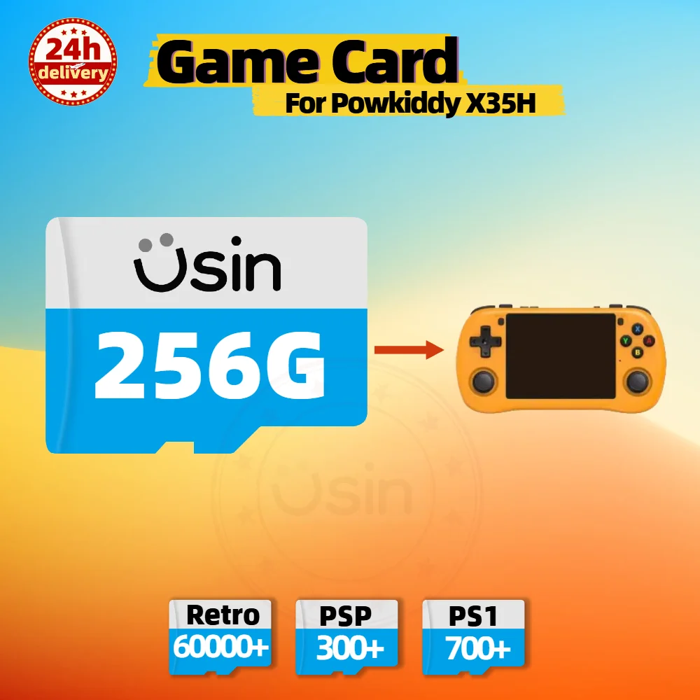 Game Card For Powkiddy X35H Plug&Play Pre-install Retro Games SD portable Console Gaming Memory TF 1T 512G 256G 128G