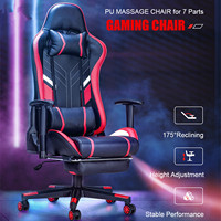 Massage Gaming Chair 7-Point Adjustable Seat Height Ergonomic Office Chair with Footrest and Lumbar Support GC-RC03 Chairs