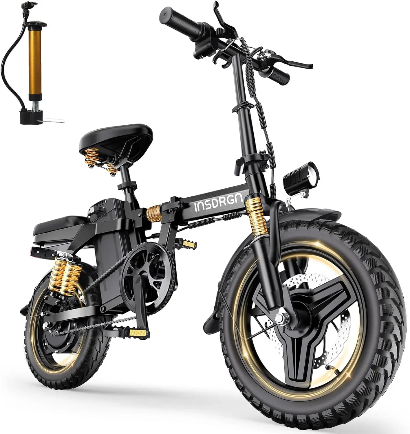 

14" Folding Electric Bike for Adults, Peak 1500W Motor,20MPH Max Speed,48V 16Ah Removable Battery Electric Bike, 35/62Miles Max