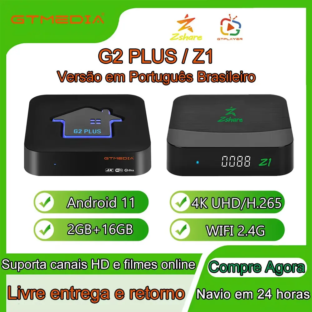 [Genuine] GTmedia Zshare Z1 Amlogic S905W2 Android 11.0 TV BOX 2G/16G Built-in 2.4G WiFi 4K H.265 Set Top Box Chile spot