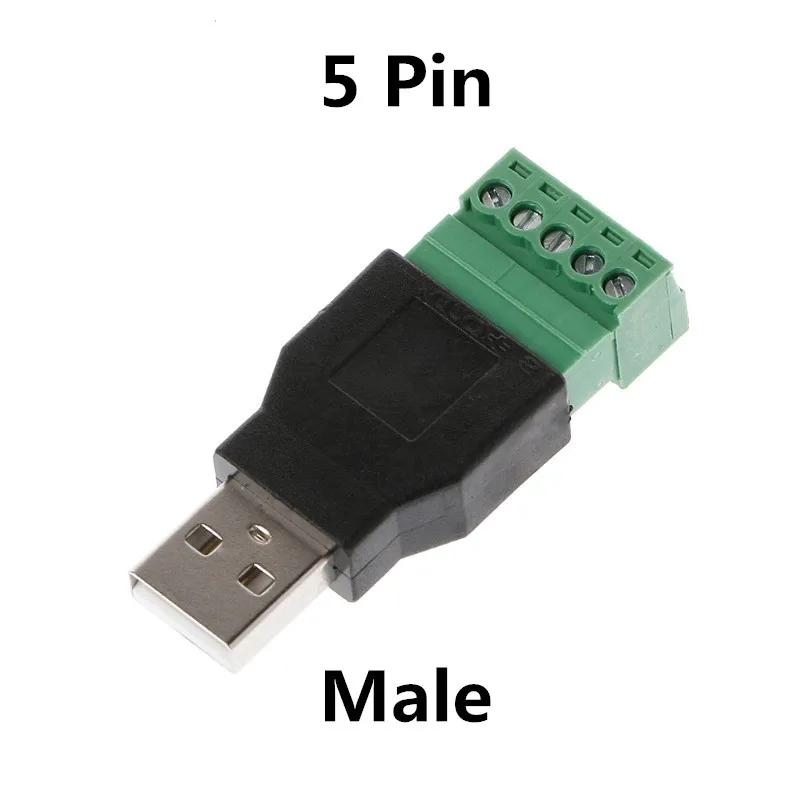 Connecteur USB 2.0 Type A Mâle/Femelle à Vis, 4 Broches, avec Bouclier USB2.0, 1 Pièce