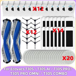 Fit For (Ecovacs T30S / T30S AI / T30S COMBO / T30S PRO / T30S PRO OMNI) Parts Main Roller Side Brush Filter Mop Cloth Dust Bag