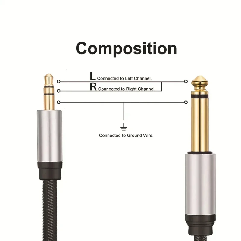 1/2/3/5M 6.5 to 3.5 Jack Aux Cable Adapter for Speaker Guitar Amplifier TRS Audio Cable Jack 3.5mm to 6.5mm Audio Cable Auxiliar