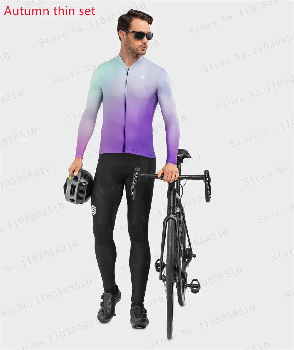 SIROKO Team Spring Long Cycling Jersey Sets Breathable Long Sleeve Spring New Men\'s MTB Bicycle Clothing Suits Roupa Ciclismo