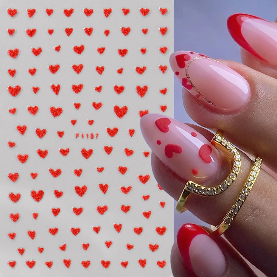 2/6 Stück rot rosa Herz Nagelaufkleber Abziehbilder Charms Liebe Valentinstag Nail Art Abziehbilder Sliders Folien Maniküre Nageldekorationen