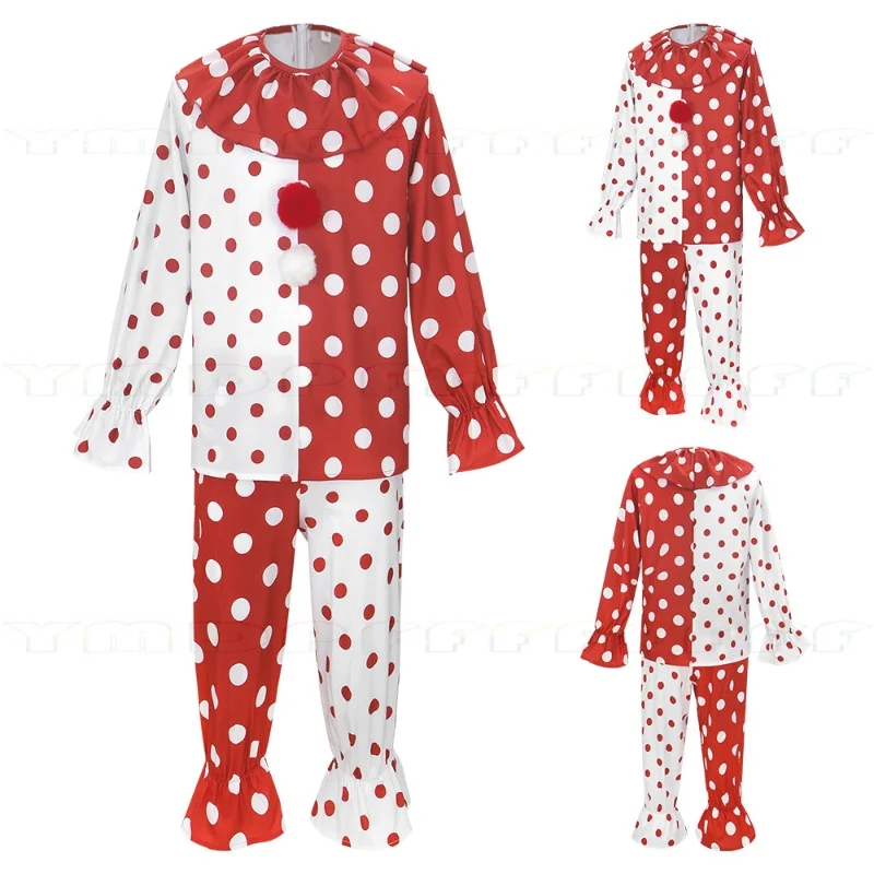 

Halloween new cosplay set polka dot horror clown performance costume Christmas role-playing performance costume carnival gift