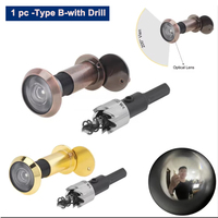 1 pc Door Viewer 200° Door Eye HD Optical Glass Lens Security Peek Peephole Drill Bit Set for 1.57-2.56inch Doors Thickness