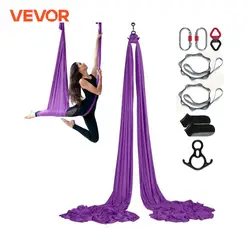 VEVOR 8.7/11 Yards Aerial Yoga Hammock & Swing Yoga Starter Kit Aerial Silk Fabric Yoga Strap Accessory for All Levels Fitness