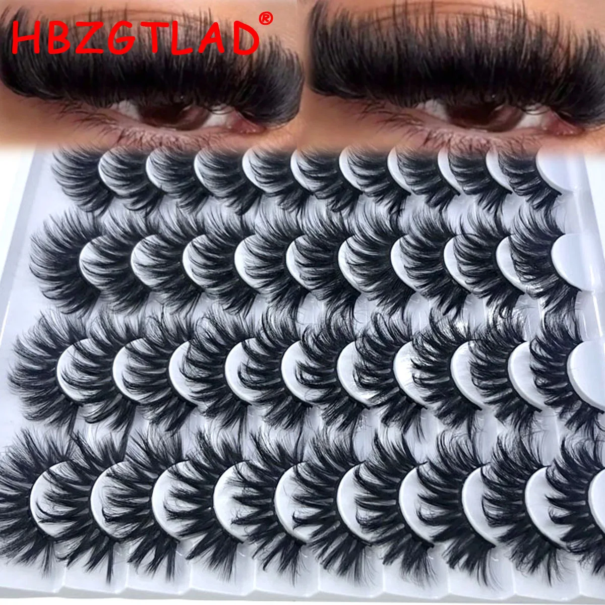 HBZGTLAD 20 paires de faux cils en vison, cils en vison 3D, 100 % sans cruauté, cils faits à la main, réutilisables, cils naturels, faux cils populaires